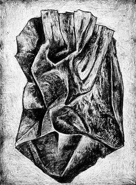 Photo of charcoal drawing: Heart Shaped Bag